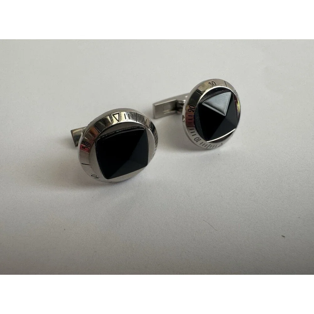 Cartier Pasha Watch Cufflinks Black SVL Luxury Large Button Jewelry